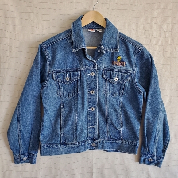 Looney Tunes Womens Vintage Tweety Bird Blue Demin Embroidered Jacket Size Med - Picture 1 of 8